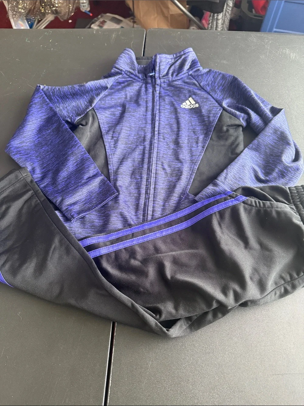 adidas Purple and Black Athletic Track Jacket and Pants